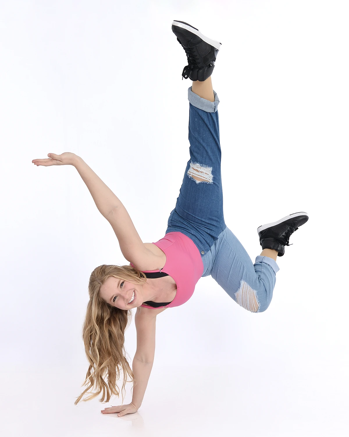 Dancer balancing on one hand