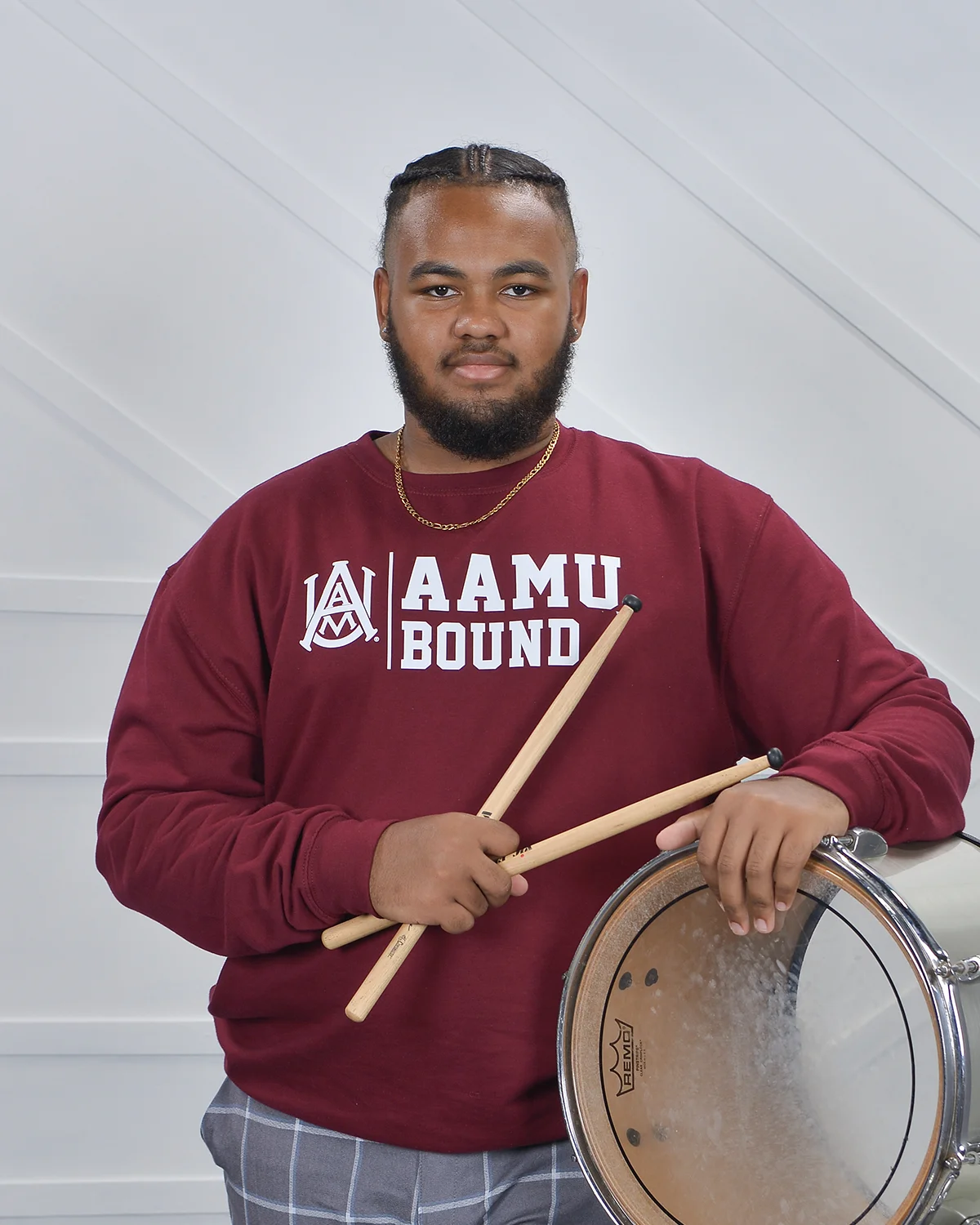 Senior portrait of band member